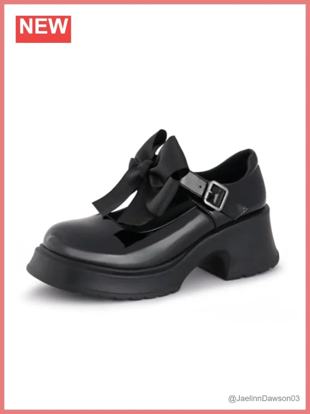 Mary Janes Platform Chunky Block Heels Ankle Strap Oxfords Detachable Bow PU
